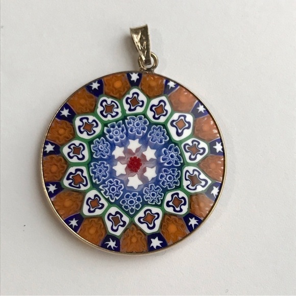Millefiori Gilt 925 AMV Antica Murrina Venezia Handmade Murano Glass Pendant - Picture 3 of 15